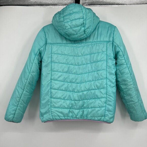 Eddie Bauer Coat Jacket Reversible Puffer Teddy Bear Girls size Large 14 16 Blue - Picture 7 of 16